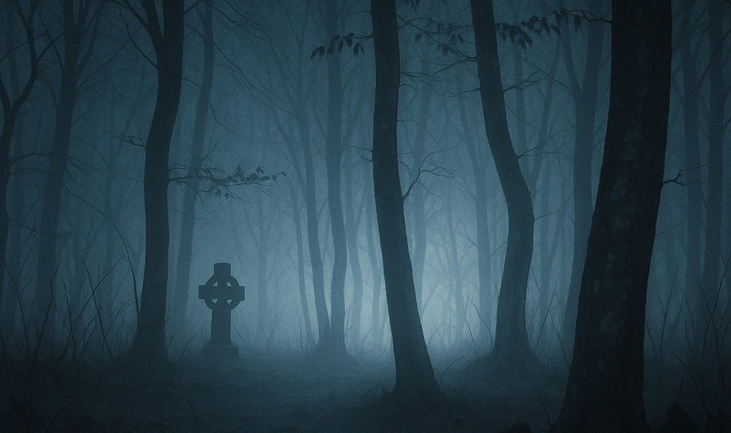 AI Image of a dark forest and a gravestone